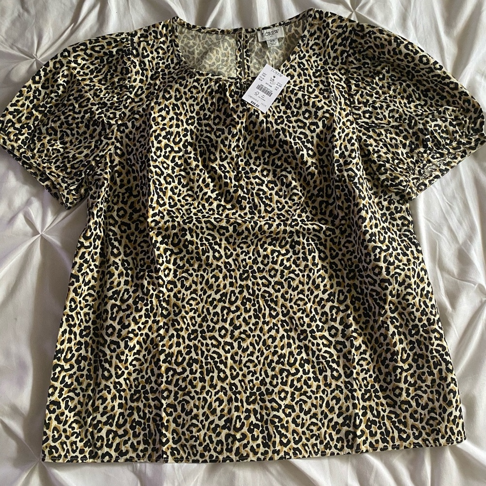 J. Crew Leopard Print Short Sleeve Top